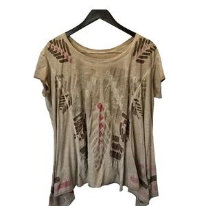 All Saints Spitalfield Tribal Ikat Boho Flowy Top Tee Size 10